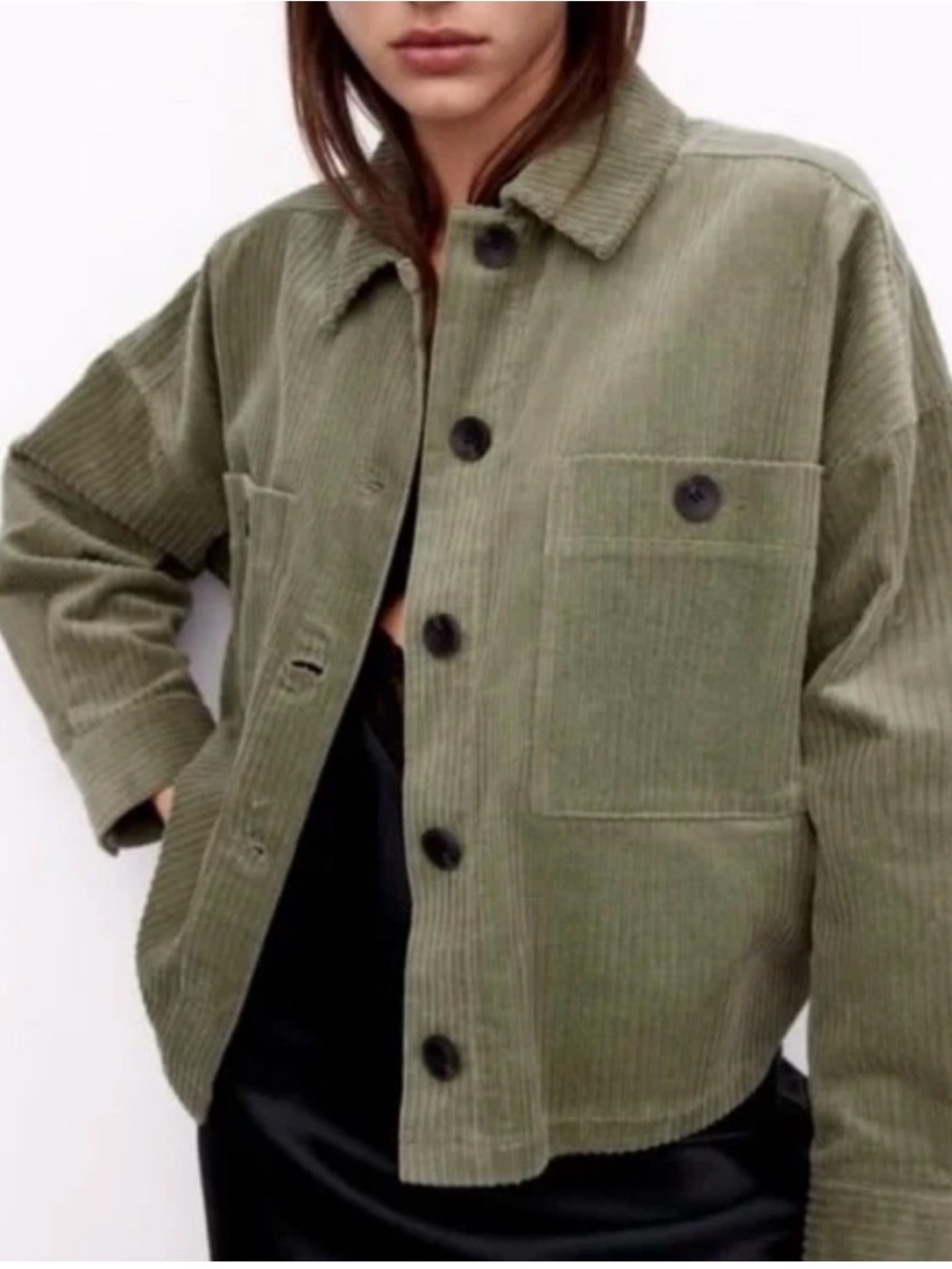 Zara Olive Green Corduroy Shacket